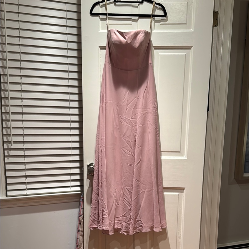 Pink Strapless Silk Chiffon Gown